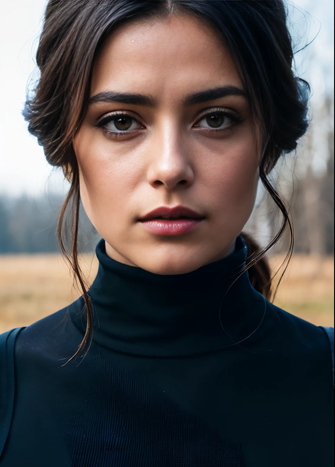 A stunning intricate full color portrait of (sks woman:1), wearing a black turtleneck, epic character composition, by ilya kuvshinov, alessio albi, nina masic, sharp focus, natural lighting, subsurface scattering, f2, 35mm, film grain,