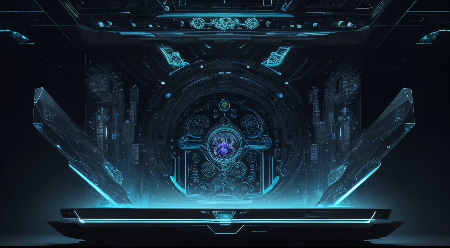 (best quality, highres), close-up side view, Mayan artificial intelligence crystal control panel, elaborate glowing gems, glyphs, intricate design, mysterious symbols, ancient technology, futuristic interface, futuristic technology, holographic display, luminous buttons, intricate circuitry, iridescent crystals, ethereal glow, advanced control system, intricate patterns, mesmerizing colors, cosmic energy, otherworldly atmosphere, enigmatic aura, technological marvel, mystical craftsmanship, captivating artistry, seamless integration, immersive experience, cutting-edge innovation, symbolic representation, harmonious blend, intricate details, masterful craftsmanship, awe-inspiring creation, state-of-the-art design, mesmerizing intricacy, captivating allure, magical fusion, transcendental beauty, enigmatic wonder