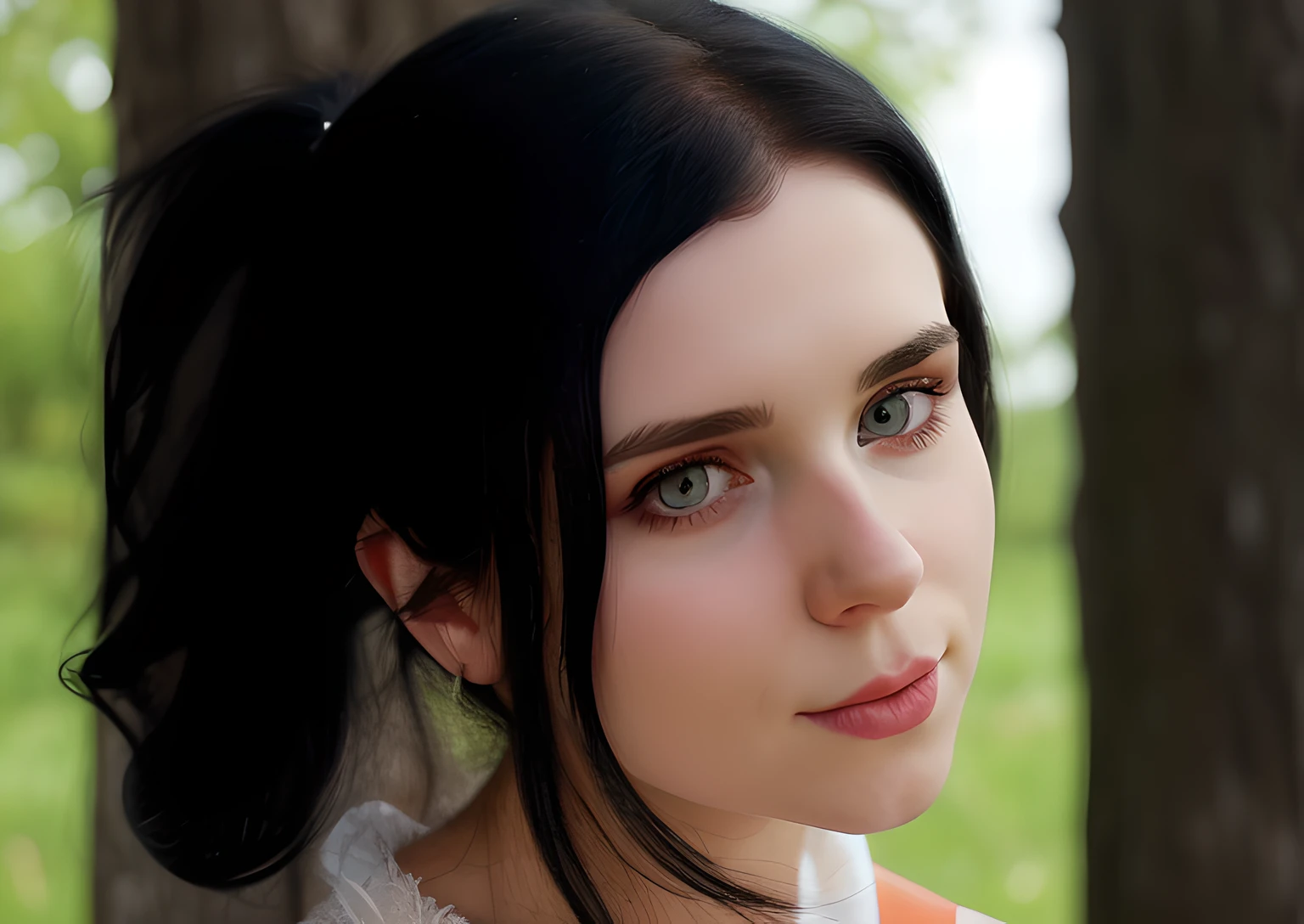 there  a woman with a white top and black hair, pale-skinned persian girl, black hair and large eyes, anna nikonova aka newmilky, pale skin and dark eyes, with pale skin, anastasia ovchinnikova, yelena belova, pale goth beauty, pale ivory skin, girl with black hair, young beautiful amouranth, amouranth