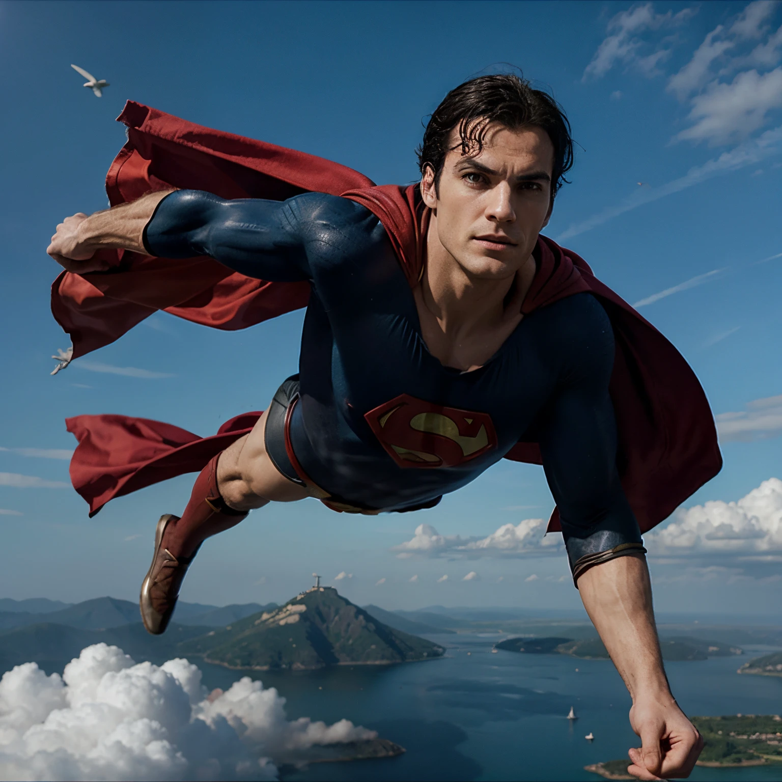 High definiton Henry cavil superman flying