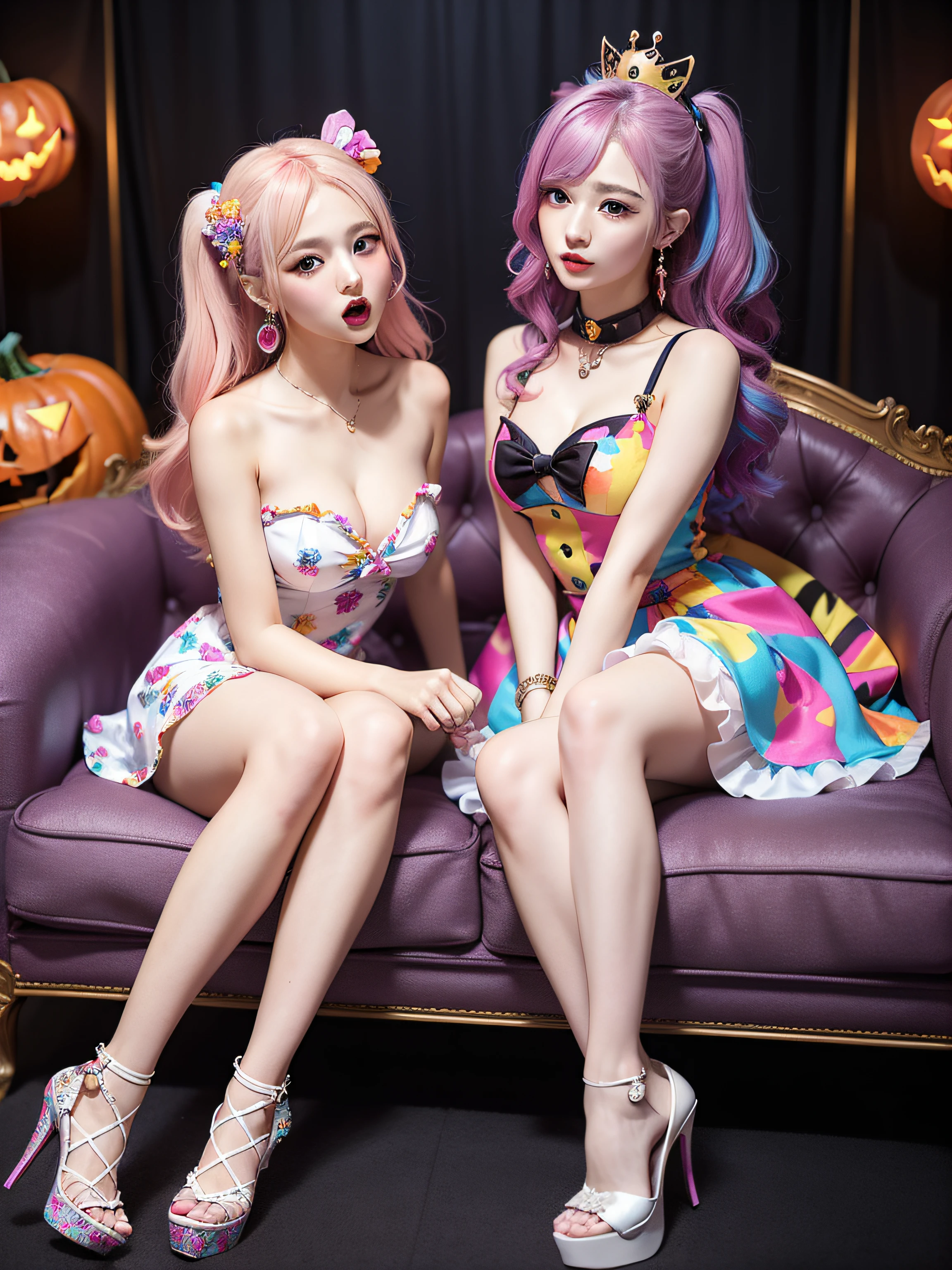 Fashionably dressed beauties dancing in the Di Bar,The body is hot and enchanting,And reveals a seductive expression,The picture is ambiguous and noisy。