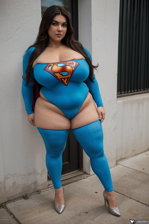 superheroine bbw spandex, mature, full body, humeda, hpnotizada, con sus piernas abiertas, tumbada