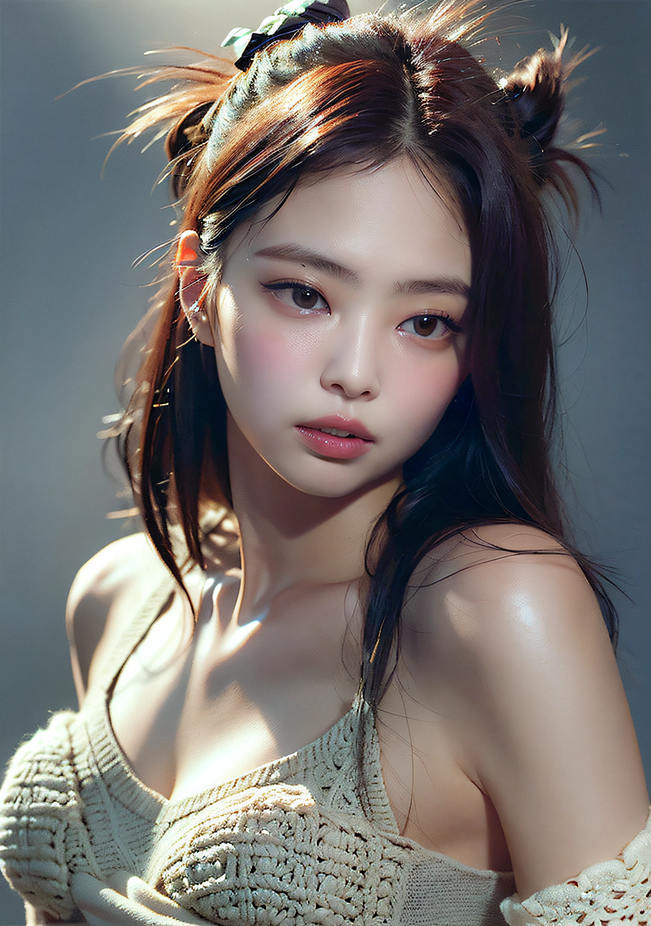 hyperrealistic: 1.5), hyper-realistic lifelike texture, masterpiece, unreal engine 5, Extremely detailed CG unity 8k wallpaper, realistic eyes,
Madly detailed photo, (ecstasy of light and shadow, deep shadow), (Winner of the Pulitzer Prize for Photography and Taylor Wessing Photographic Prize) Jennie Kim, sexy pose, whole body, armpit