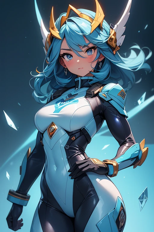 [Detailed illustrations, art based on extremely ideal anatomy, very detailed and detailed drawings, slow and delicate lines, realistic texture expression],((Color tressed main lines)),(Artwork with outstanding virtuosity),(Briefing room background),(HENTAI Anime) ((1Girl Beauty 17 years old)) Blue Power Rangers (muscular (short stature)), Sky Blue Rubber Suit ((Eagle: 0.4) Helmet Full Mask (Face Shield)) ((emblem on chest and forehead)),Gravure,(Fine and beautiful skin expression (transparency)))),((Perfectly proportioned proportions)),(High-level built design,((Advanced structural understanding of materials)),Ideal color coordination),(Artistic decoration)) ((High-density detail)),((Detail,High definition)),[(Ultra-precision detail),((Multilayer texture)),HighQuality,High Resolution],((Accurate simulation of light-material interaction, understanding of air flow, mechanically correct representation)),(((Visual art with narrative feeling)).