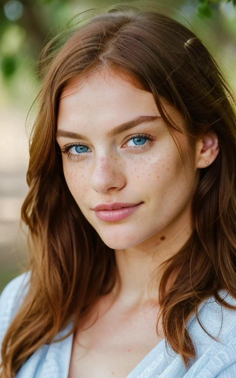 ((best quality)), ((masterpiece)), (detailed), perfect face portrait, Beautiful ginger hair, highly detailed, 18 years old, innocent face, long curly hair, blue eyes, freckles, beautiful well defined lips, high resolution, Masterpiece, Best quality, Intricate high detail, Highly detailed, Sharp focus, Detailed skin, realistic skin texture, texture, detailed eyes, professional, 4k, charming smile, shot on Canon, 85mm, shallow depth of field, Kodak Vision Color, , extremely detailed, photography_\(ultra\), Photorealistic, Realistic, Post-processing, maximum details, roughness, real life, ultra realistic, Photorealism, photography, 8k UHD, photography,