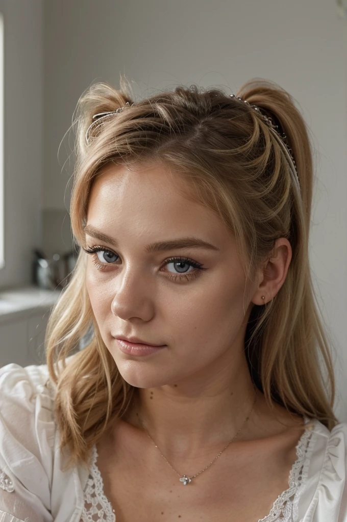 ((best quality)), ((Meisterwerk)), (Detailliert), Perfektes Gesicht, 1.1, Hochdetaillierte Gesichts- und Hautstruktur, Detaillierte Augen, Anna Björn a 21 year old blonde swedish girl, cute selfies, cute clothing, cute makeup, aesthetic instagram pictures
