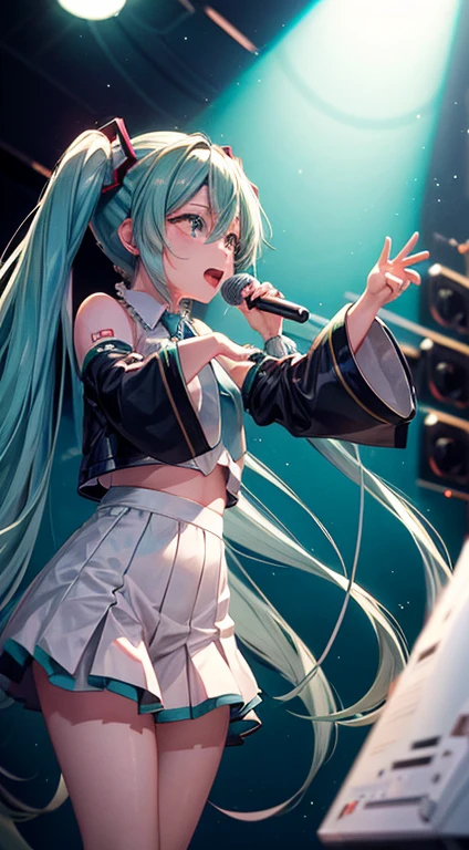 Hatsune Miku e Ai Hoshino no palco cantando juntas