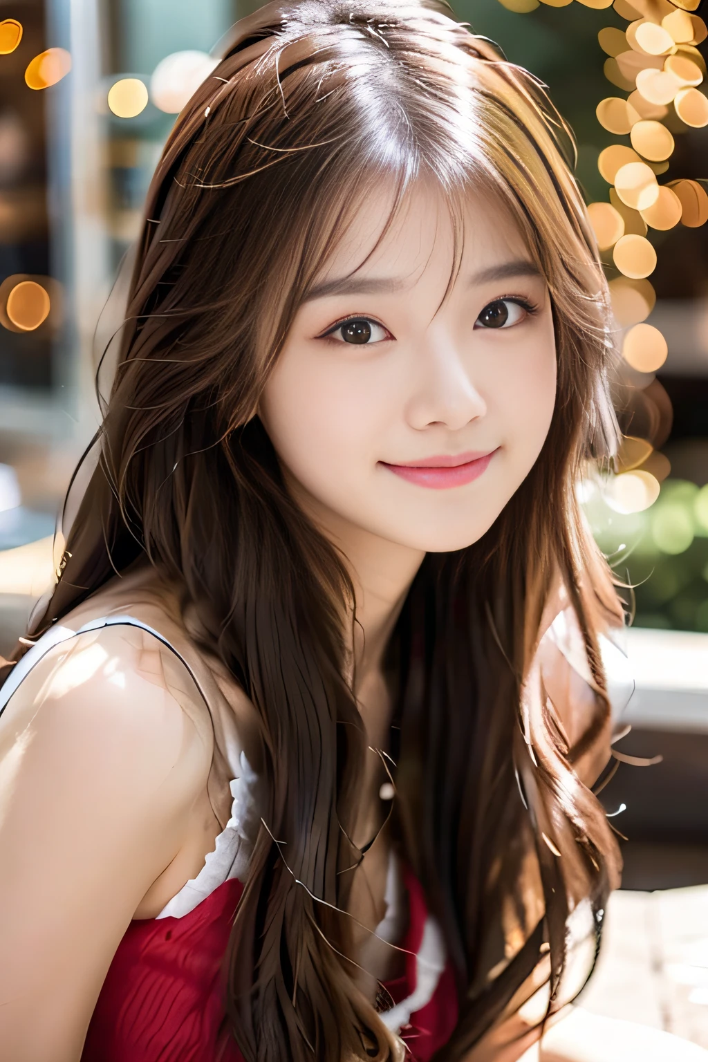 (masutepiece:1.3), (8K), (Best Quality:1.4), (nffsw:1.2), (Photorealistic:1.3),( Raw photography), (1girl in), (ultra high detailed), (Detailed face), Very perfect beautiful and cute face, (detailed hairs), Beautiful hair, Bangs, (Symmetrical eyes:1.3), (Detailed eyes), (Detailed skin), Realistic skin, Shiny skin, Ultra high definition, (medium breasts:0.6, well-shaped breasts), (slim figure), (Supermodel Figures), Gentle smile:1.2, (A very beautiful and cute Japanese girl with a gentle expression), 

( Wearing a very cute and fluffy Christmas costume:1.1, fluffy red short dress  ), Christmas present, 
Cinematic lighting:1.3, in the christmas party room