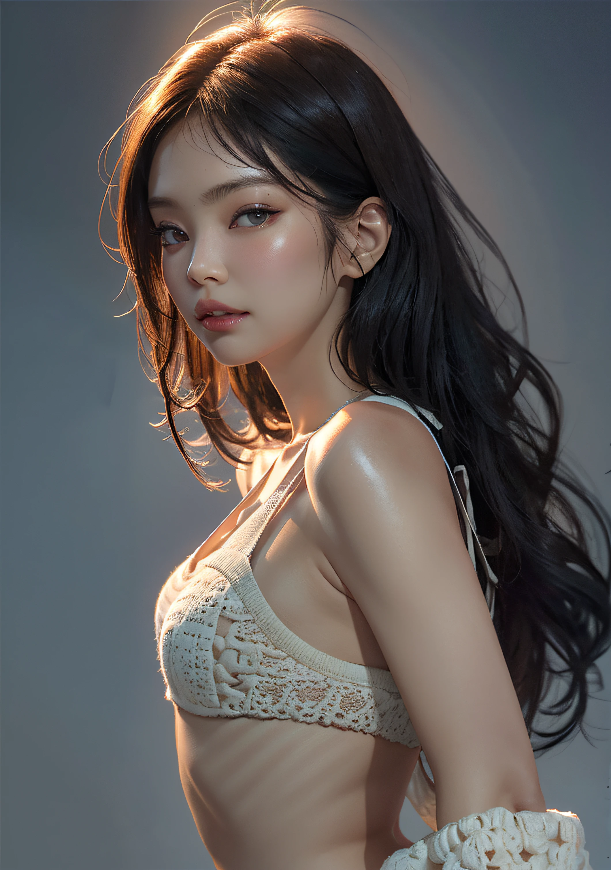hyperrealistic: 1.5), hyper-realistic lifelike texture, masterpiece, unreal engine 5, Extremely detailed CG unity 8k wallpaper, realistic eyes,
Madly detailed photo, (ecstasy of light and shadow, deep shadow), (Winner of the Pulitzer Prize for Photography and Taylor Wessing Photographic Prize) Jennie Kim, sexy pose, whole body, armpit