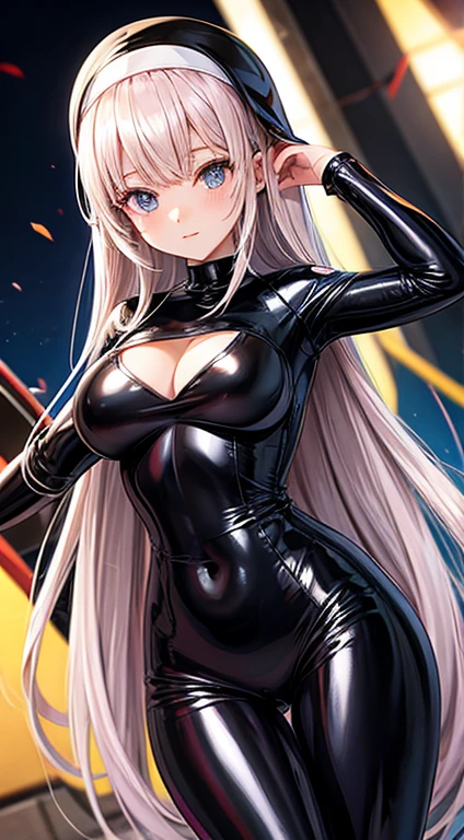 Anime girl in super tight latex nun outfit - SeaArt AI