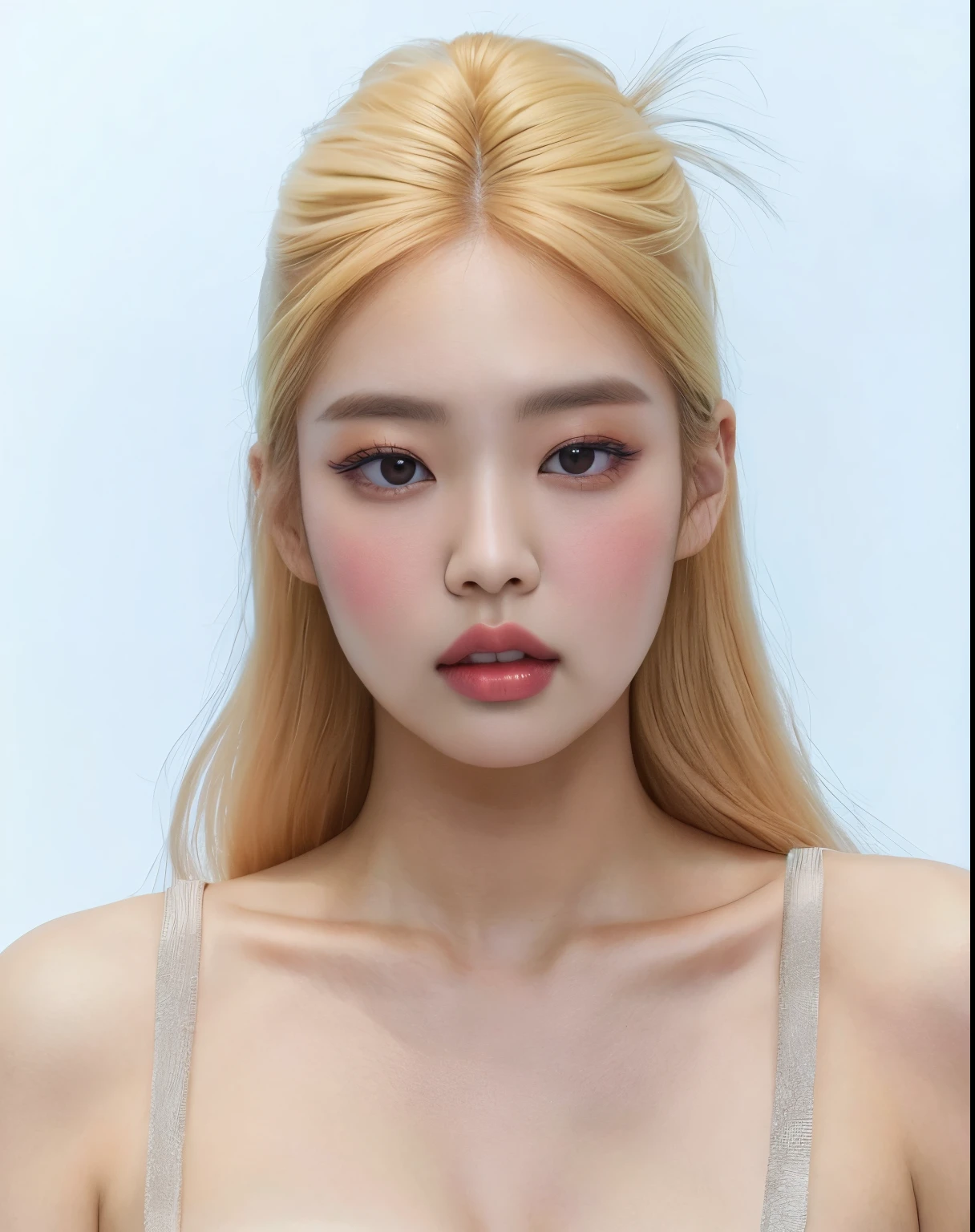 Un primer plano de una mujer con un pecho muy grande, Jaeyeon Nam, Parque Roseanne de Blackpink, Heonhwa Choe, Taejune Kim, Jinyoung Shin, Yanjun Chengt, Retrato de Jossi de Blackpink, Kim Hyun Joo, maquillaje coreano popular, Seseon Yoon, realista. Cheng Yi, maquillaje popular de Corea del Sur, Rasgos de la cara coreana