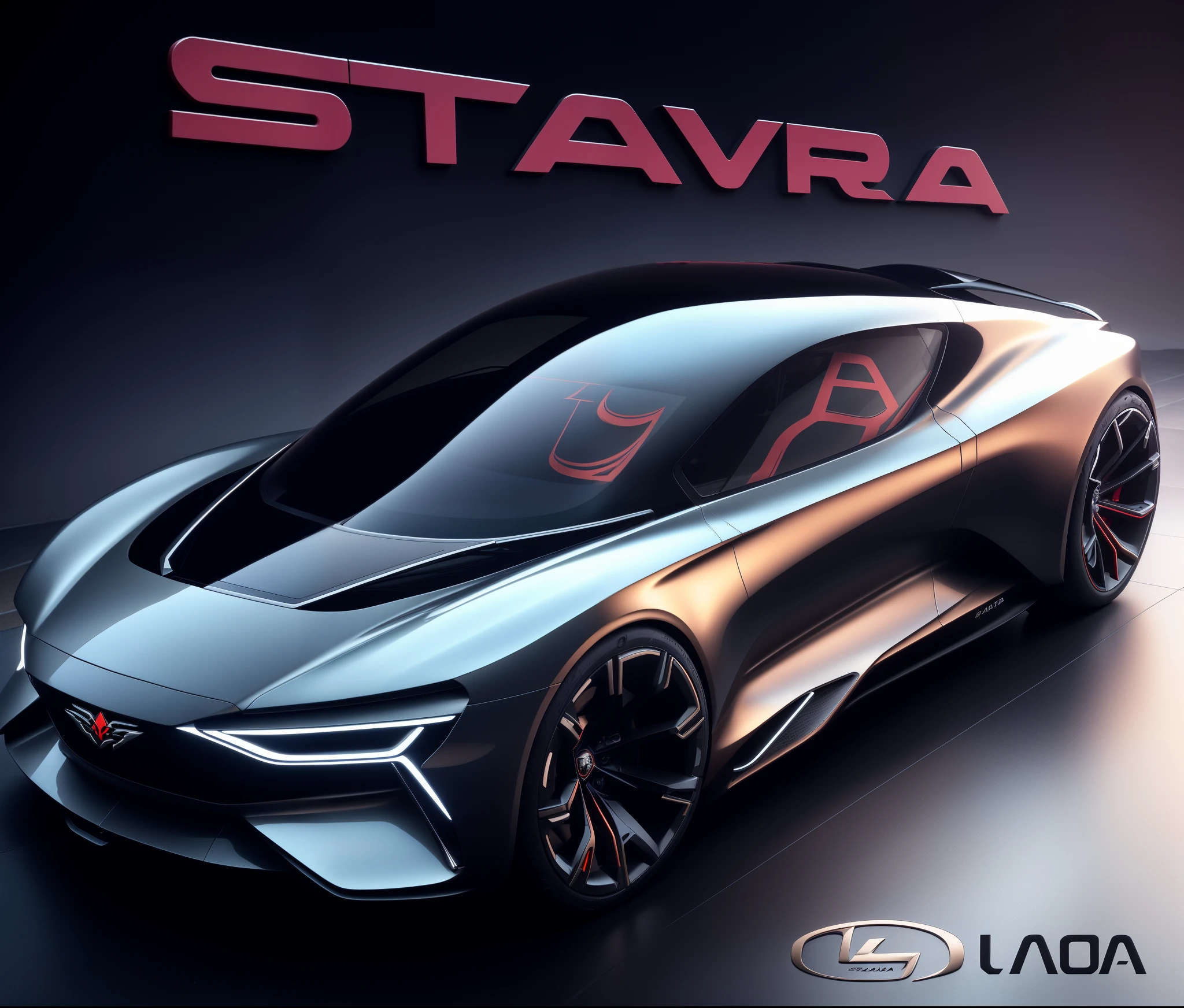close-up of a car with the Stavra logo on the side, Tadeusz Pruszkowski, Liviuš Gyulaj, Concept car design, by Slava Raškaj, concept car, The Art of Automotive Design, based on João Arthur da Silva, A futuristic concept car, by Ivan Mrkvička