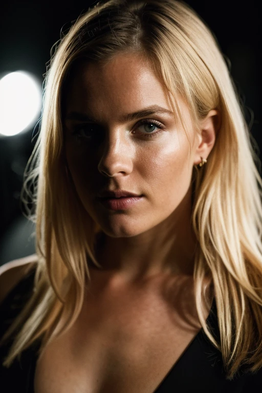 (high quality,4k,8k,highres,masterpiece:1.2), ultra-detailed, (realistic,photorealistic,photo-realistic:1.37), portraits, dark theme, super cute blond woman, man looking on her behind, vivid colors, studio lighting, sharp focus, emotionally intense, mysterious atmosphere