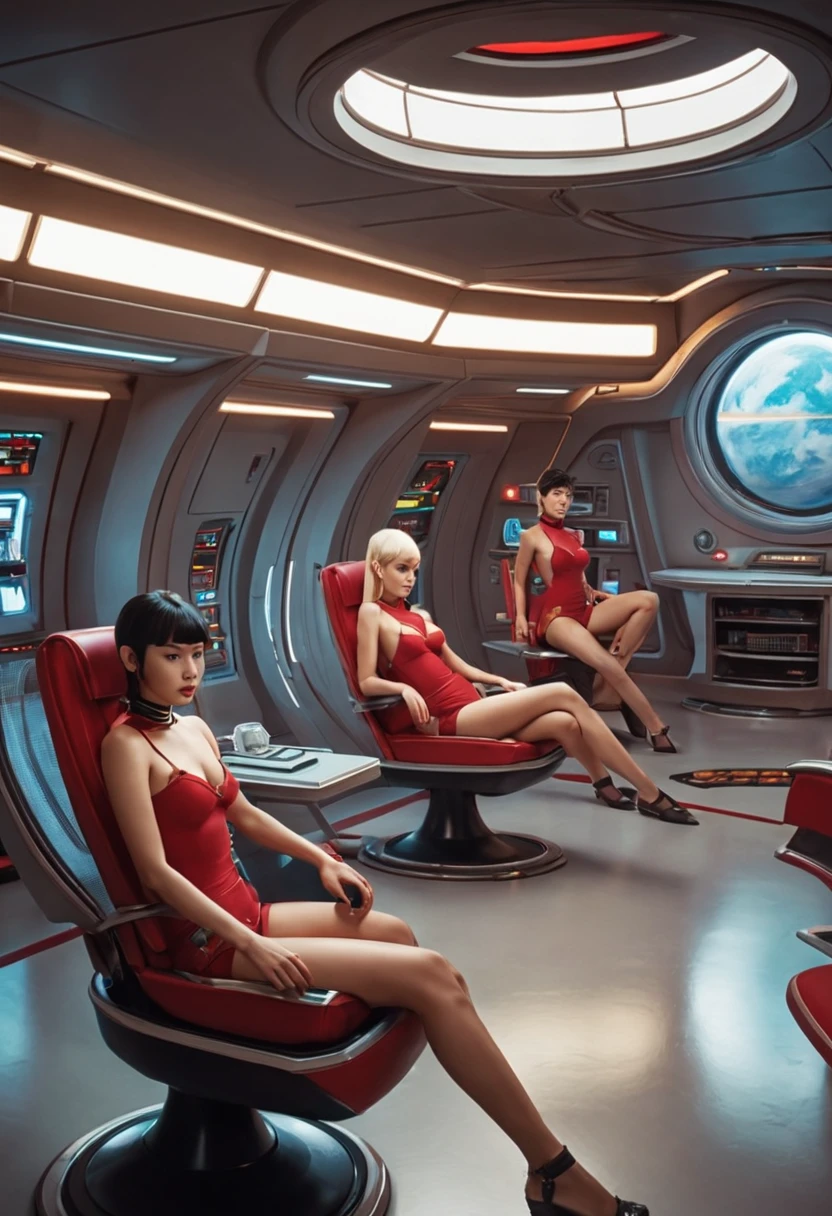 ATHLETIC WOMAN, BRAIDS naked standing, without panties, legs apart, vagina in sight, (legs apart, camel's hoof, shape of the vulva: 1.3), (GGcamel's hoof: 1.3) hold-ups, high boots,) spaceship, TOUCH A NAKED BLONDE WOMAN BETWEEN HER LEGS, THEY UNDRESS A THIRD GIRL IN SEXY UNIFORM, ALL VAGINAS ON SIGHT