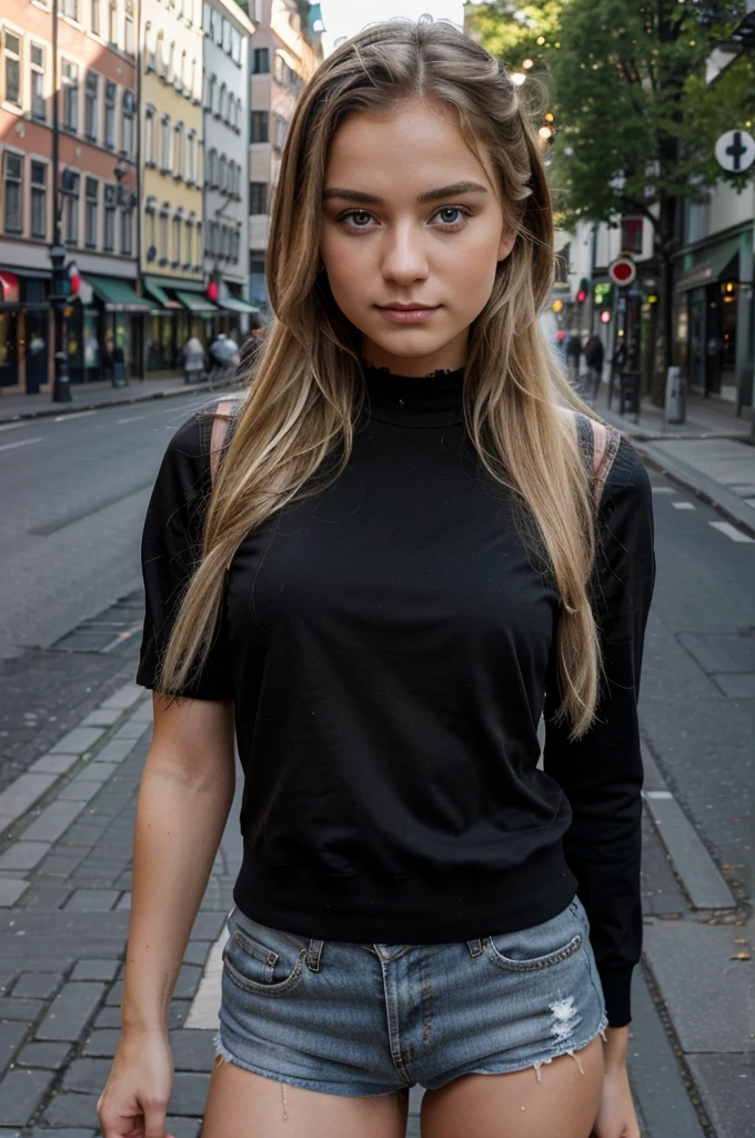((best quality)), ((Meisterwerk)), (Detailliert), Perfektes Gesicht, 1.1, Hochdetaillierte Gesichts- und Hautstruktur, Detaillierte Augen, Anna Björn a 21 year old blonde swedish girl, cute full body pictures in stockholm city, cute clothing, cute makeup, aesthetic instagram pictures