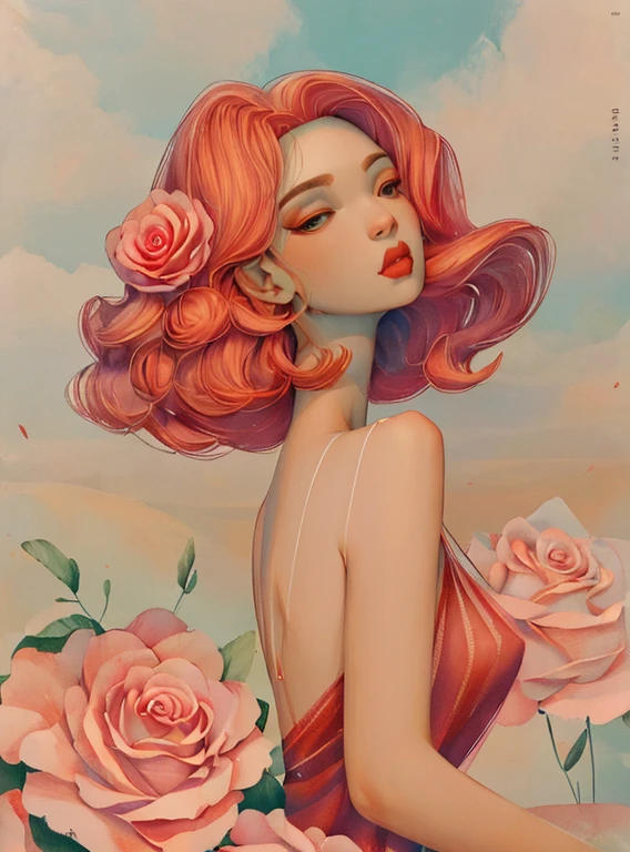 2D, cor pastel, Aquarela, low color saturation,
illustration, arte linear,
Ankymoore, 1girl, bouquet, cabelos pretos, camellia, (fechado_inferior_enfeite, Hair_flor, hibisco, batom, maquiagem, Perfil, vermelho_flor, vermelho_lips, vermelho_Rosa, Rosa_Petals, Rosa_imprimir, curto_Hair, sozinho, vestido sem costas, Espinhos, superior_corpo, vaso, colar,