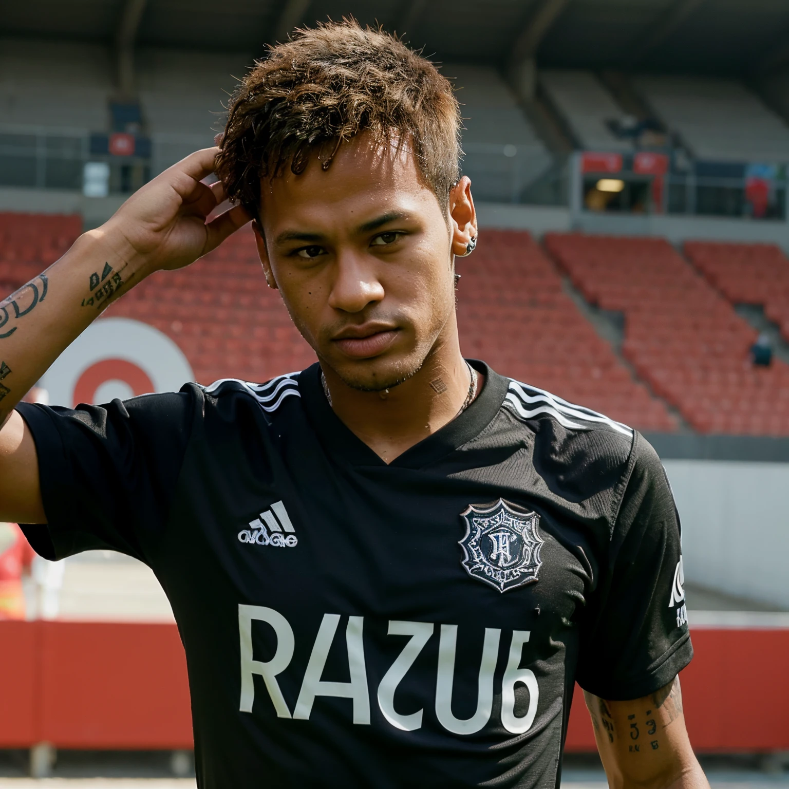 Quero uma imagem do neymar com a camisa do flamengo armado e de moicano
