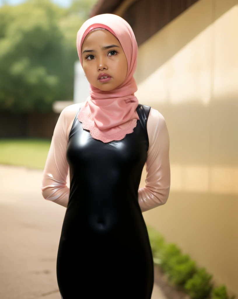 (((HIJAB MALAY GIRL))), masutepiece, High quality, UHD 50K, Realistic face, Realistic skin feeling , A Japanese Lady, 8 years old, Little Girl, Very cute and baby-like face, (((FLAT CHEST))), (MATRIX WORLD), ((look In front at the camera and SADNESS)), (((LITTLE GIRL))), (((CUTE GIRL))), ((PINK NIPPLES)), ((TRANSPARENT)), ((RED LIPS)), ((LACE)), ((TRANSPARENT)), ((PINK LEATHER)), ((Chubby )), (((TEARS))), (((HEAVY BREAST))).