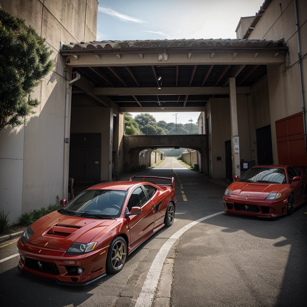 Mitsubishi lancer evo v mixed with a ferrari enzo into one car