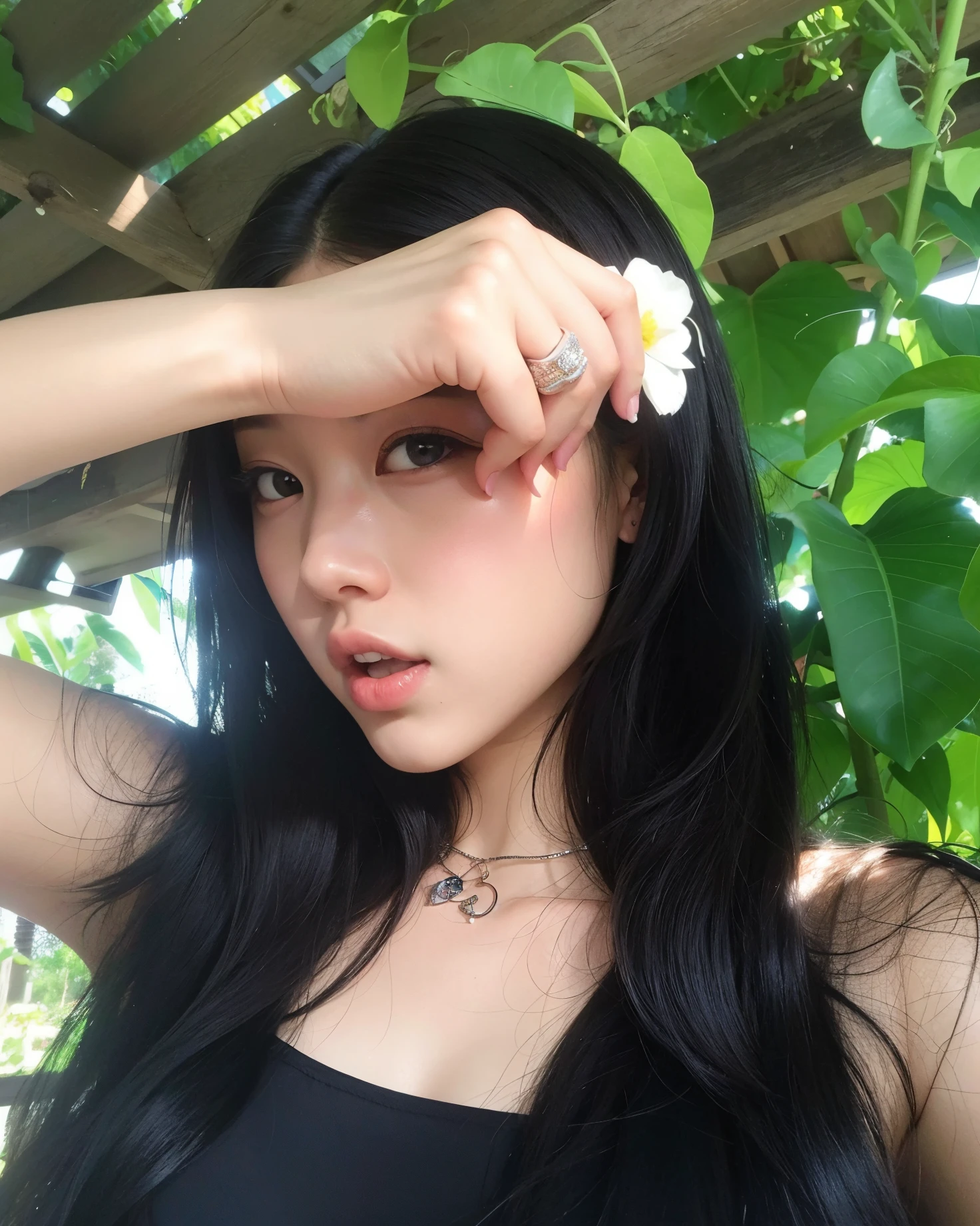 tem uma mulher com uma flor no cabelo posando para uma foto, Jisoo do Blackpink, TaeJune Kim, her face looks like an orchid, jossi do blackpink, Sha Xi, jisoo do blackpink, Anime Tailandesa, 18 anos, Wenfei Ye, Xintong Chen, lily frank, Asian girl, foto de perfil, Xision Wu