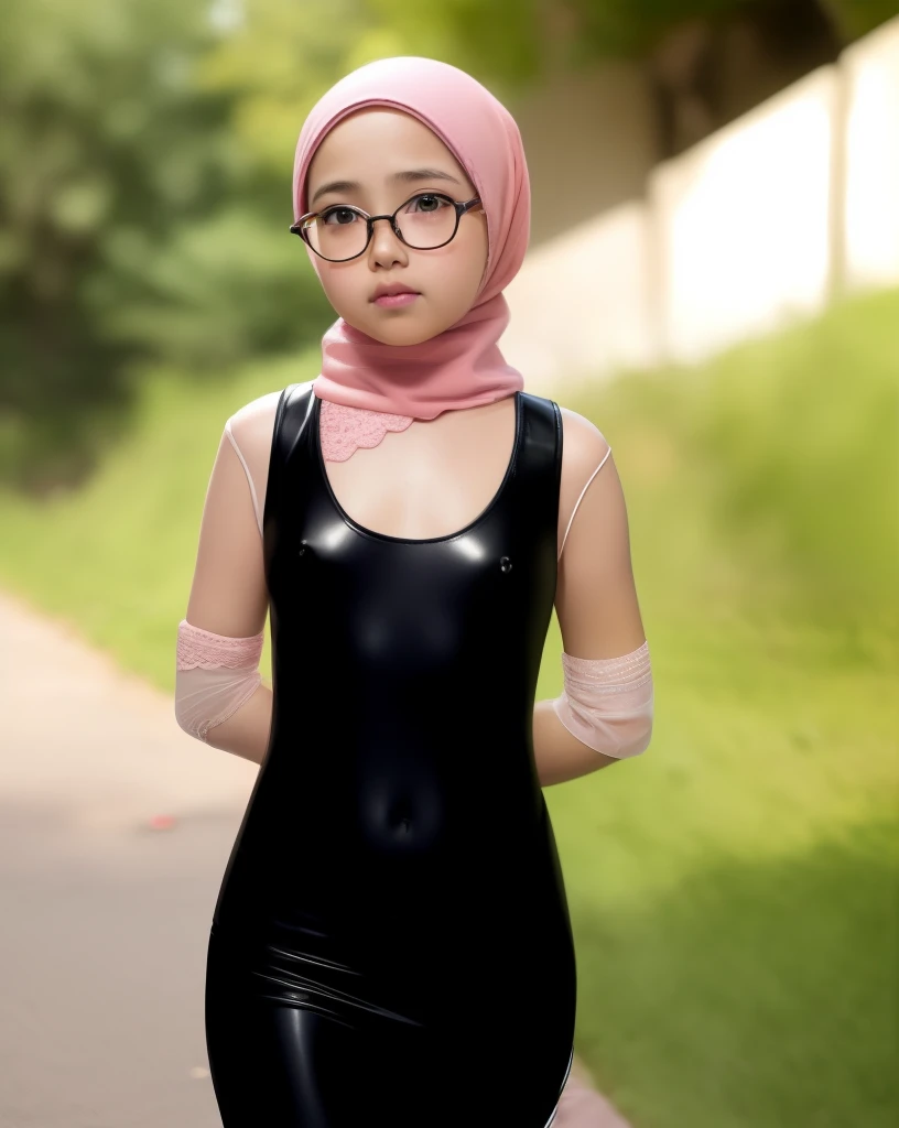 (((HIJAB MALAY GIRL))), masutepiece, High quality, UHD 32K, Realistic face, Realistic skin feeling , A Japanese Lady, 8 years old, ***********, Very cute and baby-like face, (((FLAT CHEST))), (MATRIX WORLD), ((look In front  at the camera and SADNESS)), (((***********))), (((CUTE GIRL))), ((PINK NIPPLES)), ((TRANSPARENT)), ((PINK LIPS)), ((LACE)), ((TRANSPARENT)), ((PINK LEATHER)), (SPECTACLES), ( Chubby ), ((HEAVY NIPPLES)).