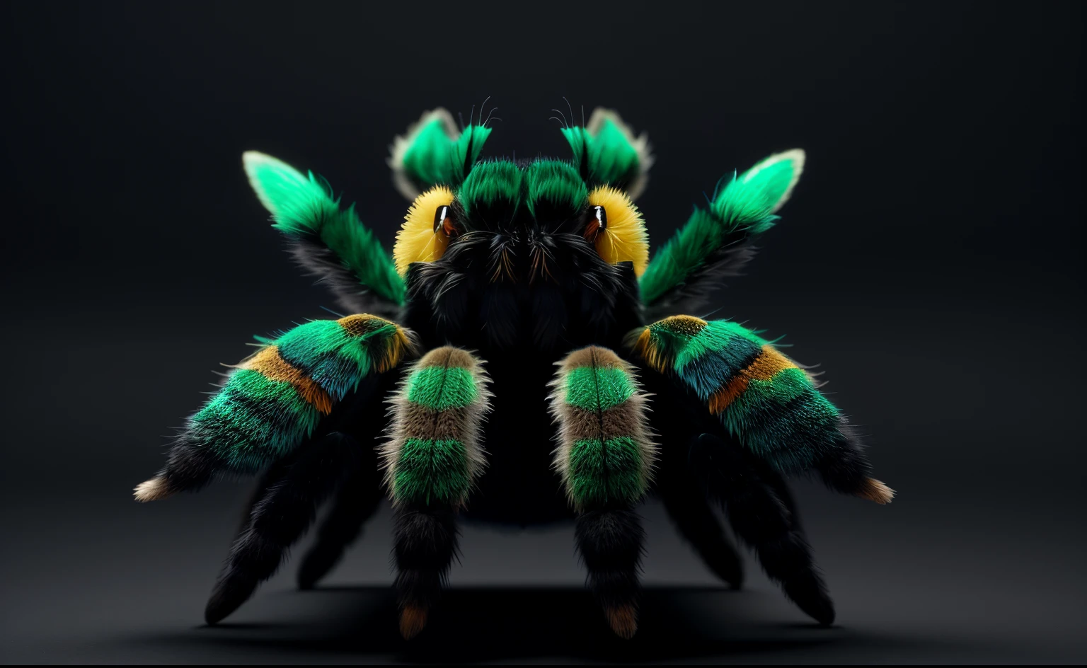 alta qualidade 3 d render hiperrealista muito bonito multipastel pontilhado fofo! Tarantula with detailed fluffy wings! ! , vray suave, no estilo do detetive pikachu, hannah yata charlie immer, dramatic blue light, lowangle, uhd 8 k, foco nítido,