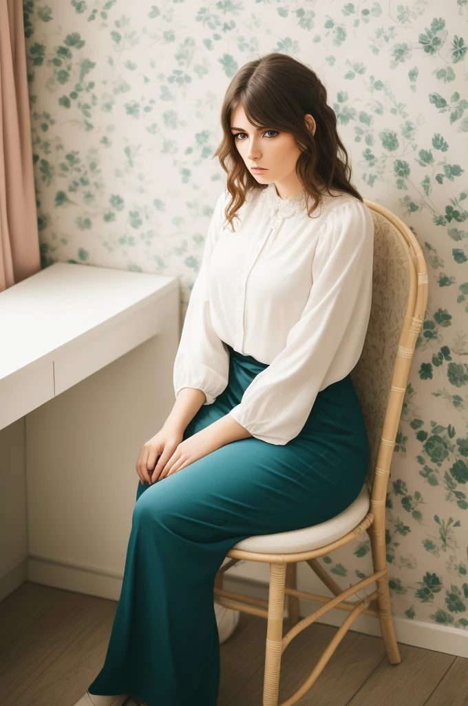 smiling woman sitting on a chair in a room with wallpaper, mujer sentada, Alina Ivanchenko, Anna Nikonova, Jovana Rikalo, Foto de una mujer, Moleksandra Shchaslyva, Viktoria Gavrilenko, Magdalena Radziej, Julia Gorokhova, Ekaterina, Retrato profesional, sofya emelenko