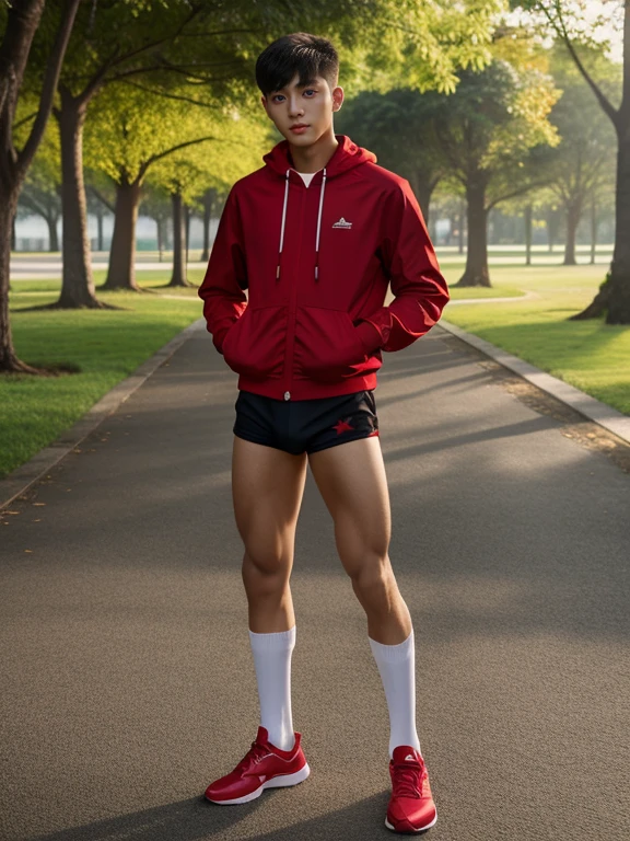 16 years old teenagers , very young , light-skin , wearing an dark red sexy underwear, tmasterpiece，k hd，the feet，Transparent sports vest，semi transparent，black long socks，The barefoot , red colour , handsome and cute , extreme cute boy , white skin , dark red underwear boxers shorts , extremely tall and cute boy ,oppa model , handsome model , full body , dark red boxers underwears short shorts , black socks , white light-skin , Chinese model , young boy , white skin , handsome and extremely cute , red boxers underwear shorts , long black socks , handsome model , at the park , jogging , model oppa , long legs , jogging , running , high knee black socks ,black  long socks , stand up , extremely tall , extremely high , red underwears , red sports underwear , long black socks , clean and white legs , Chinese model , extremely long legs , looking at the camera , clean and white thigh , heavy bulge , ??? face , baby face , wearing jacket , red underwears boxers , light and white skin , Chinese model , strike a pose , sexy pose , flexing pose , show off his handsome pose
