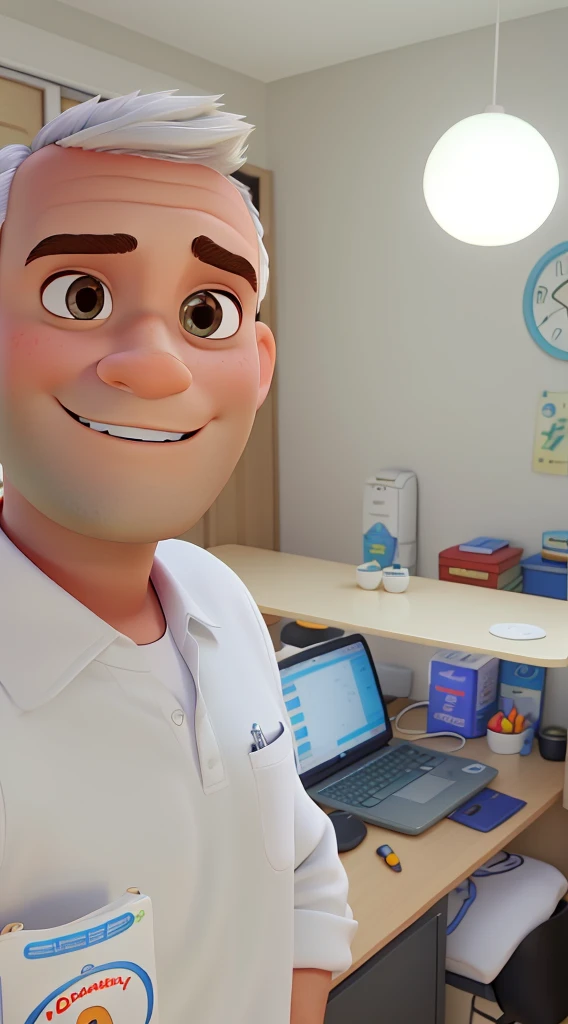 Um homem estilo disney pixar branco acupunturista, com entradas nos cabelos, alta qualidade, melhor qualidade.