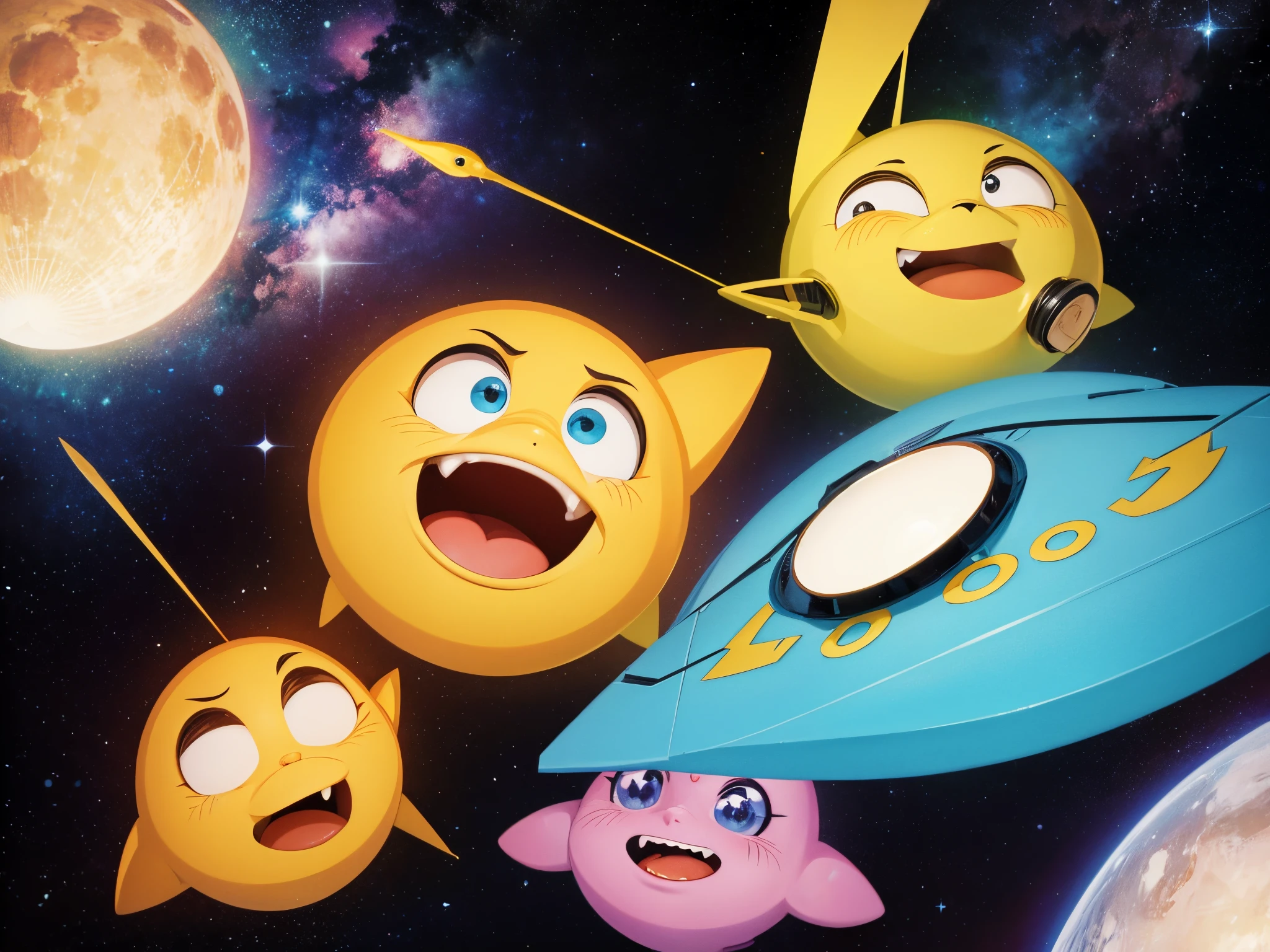 Create a humorous moment from Star Trek The Next Generation with exaggerated expressions and comedic elements, in a style reminiscent of classic sitcoms or the work of cartoonist Gary Larson.