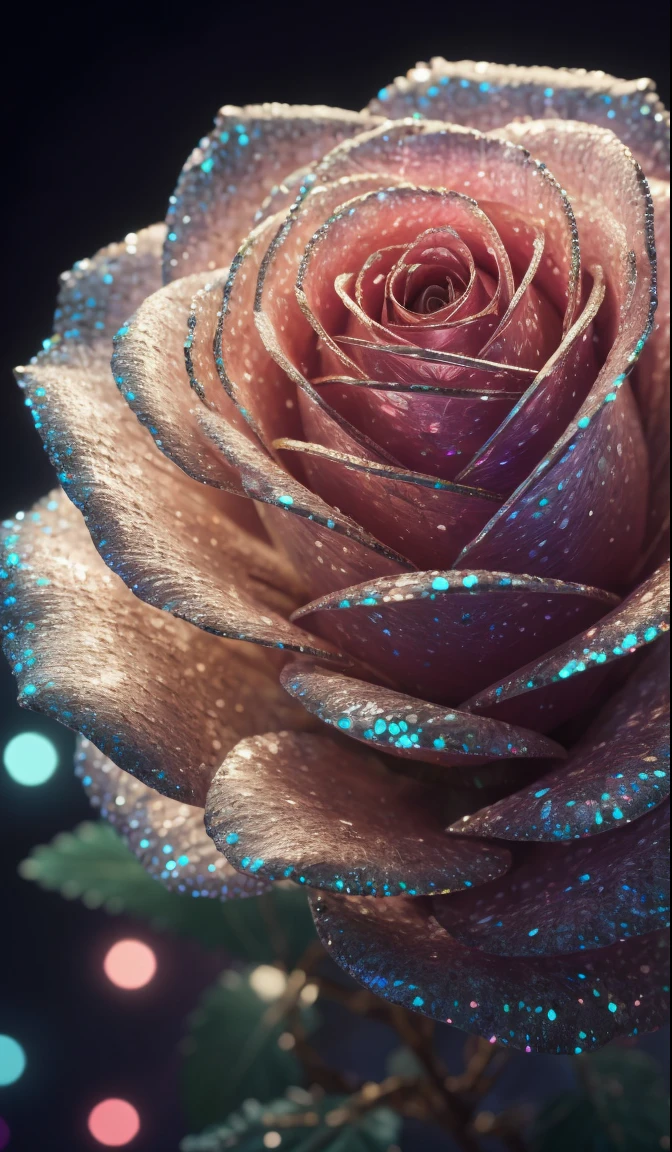 Crystal rose, fanciful, galaxias, cleanness, glittery, glittery, Splendor, Colorful, Amazing photography, dramatic lighting, photo-realism, ultra - detailed, 4K, depth of fields, A high resolution