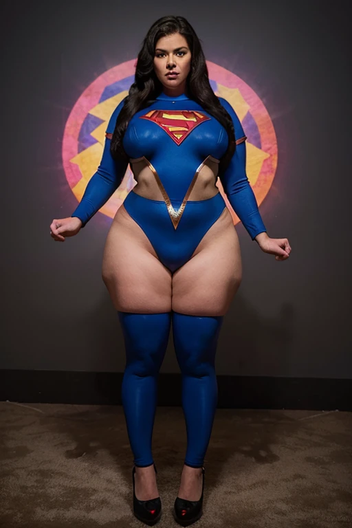 superheroine bbw, full body, hypnotized, submission