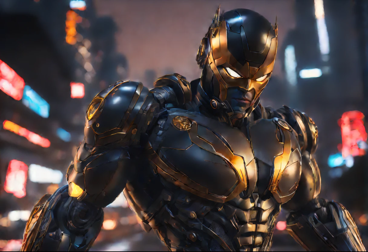 a super hero named magnetic kevtronic in an action pose during a dynamic scene where he faces his nemesis, in the style of dark comic animation, set against the backdrop of a modern Seoul South Korea, 8k, high quality, realism, illustration