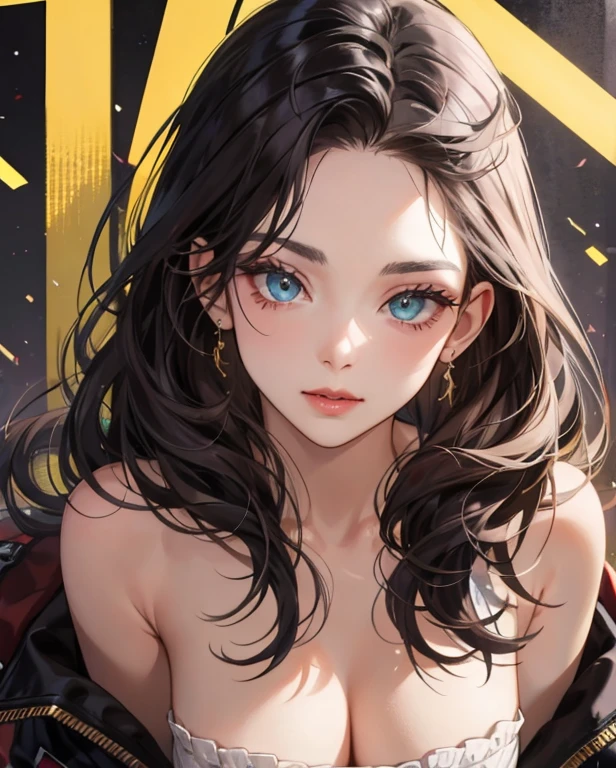 (masterpiece:1.2, best quality), (Realphotos, Crafted with meticulous precision), solo, 1milf, home, close-up face,White non-marking underwear, (front focus), large circle earrings, looking at me, Seductive eyes,huge boob,Air bangs
