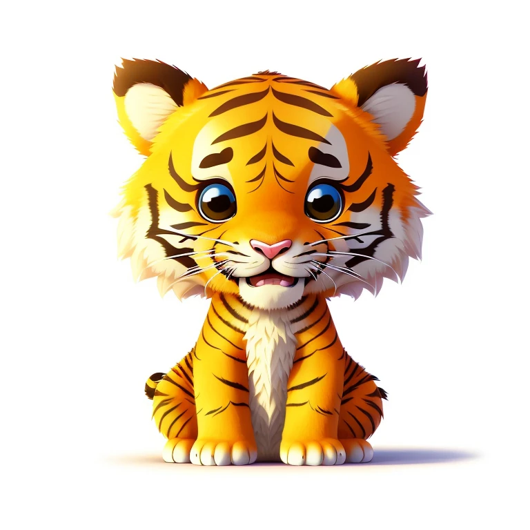 a close up of a cartoon tiger with a white background, the tiger smiling, anthropomorphic tiger, tiger, cute cartoon character, sticker illustration, cartoonish cute, 2d, 2 d, mascot illustration, a tiger, cute cartoon style, kawaii, cute animal, cute toy, japanese mascot, ((tiger)), cute colorful adorable, chibi