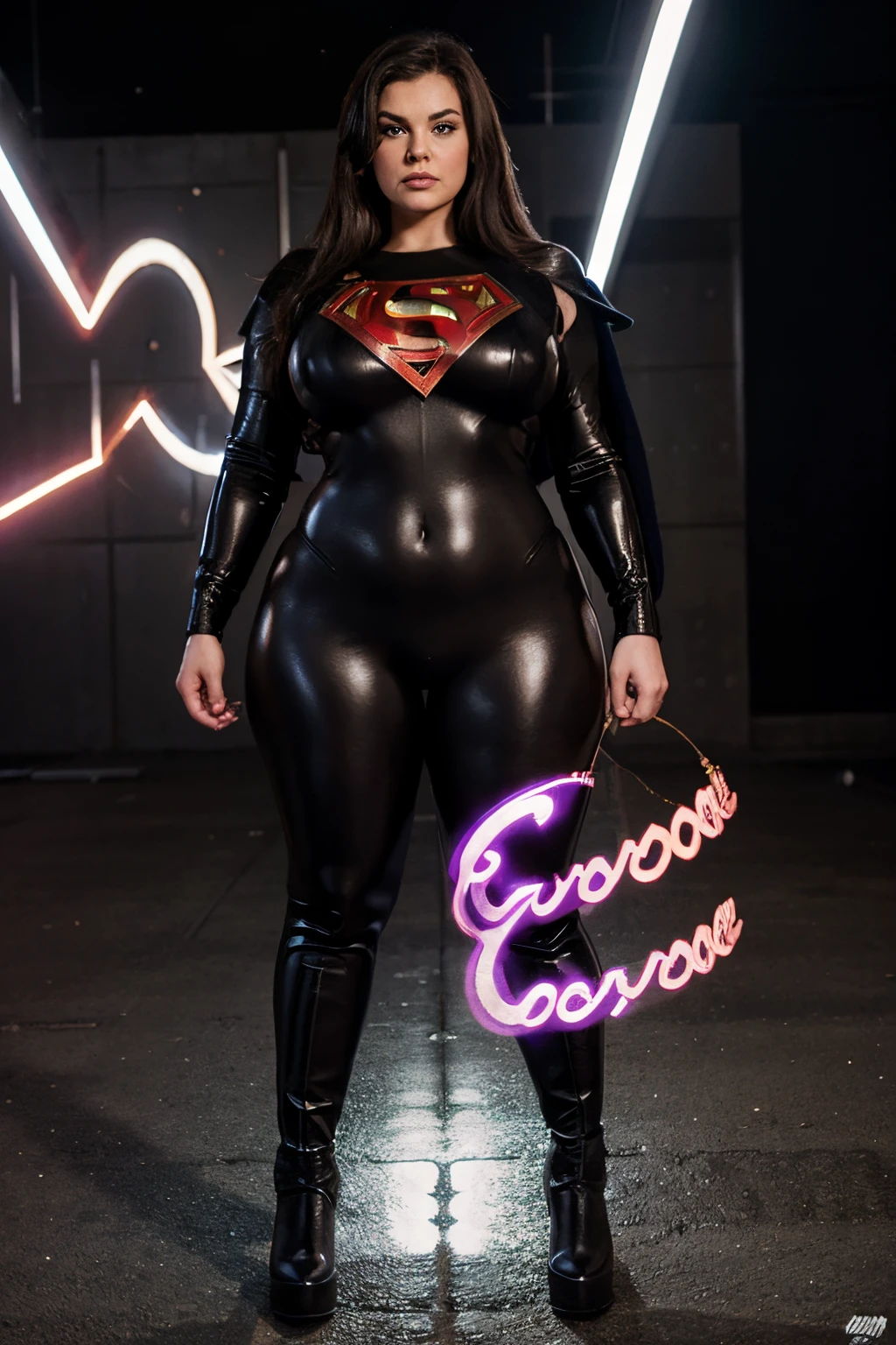 superheroine bbw, full body, hypnotized, paralized