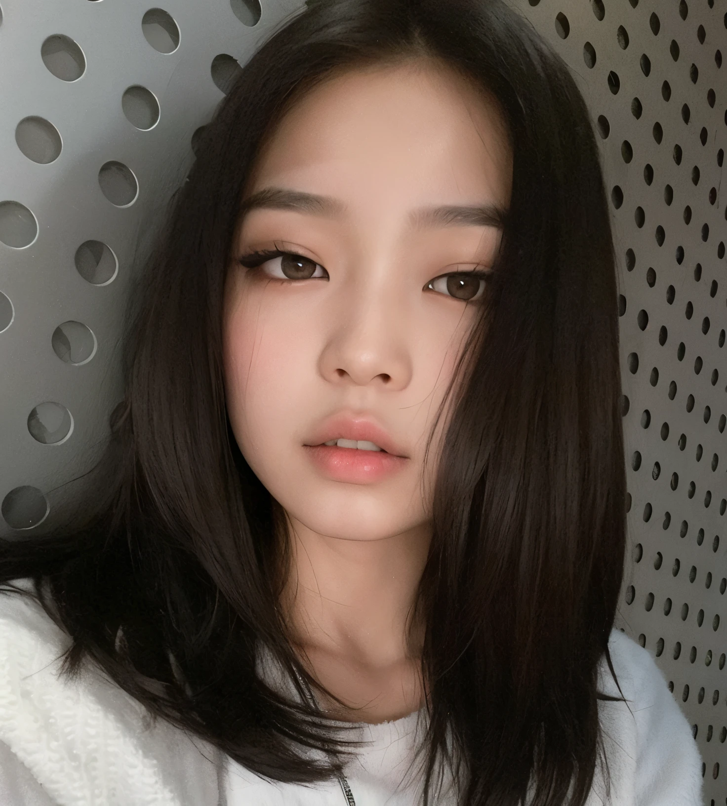 an Asian girl with slanted eyes and eyeliner in the corners of her eyes