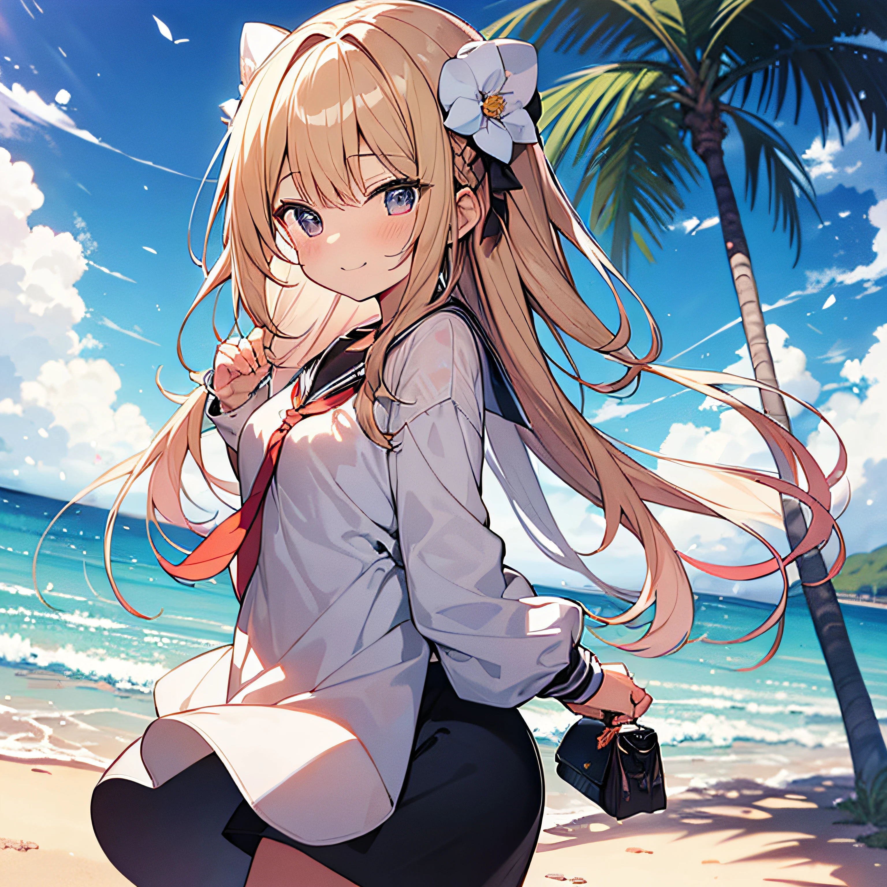 Calidad superior, Obra maestra, ultra-high def, 8k, Cielo de verano, principios de verano, ((manga corta, shorts)), Shojo Manga Estilo Loli, Uno, Soft line art, Mejora digital, Toque manga Shojo, Shojo manga core, tela fluida, cerrar, (Trenza corta y hasta los hombros)), cabello mojado, Looking at us from the front, Dibujo en pantalla, hermoso cabello negro, ojos claros, ( sonrisa burlona)), Arte de anime digital ultra detallado, Clear representation of the face, Arte ultradetallado del personaje de manga Shoujo, Estilo manga ultra detallado, Colores de primera calidad, gestos con las manos, angle to see down to your feet, Paisaje con naturaleza, mirando hacia el cielo