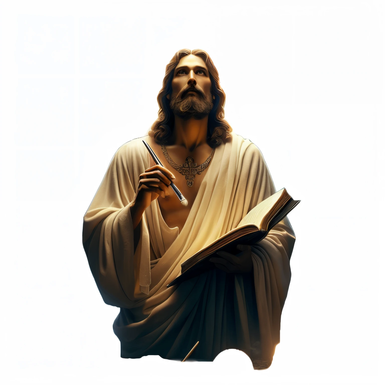 Jesus segurando um livro, Jesus Cristo, Jesus, Jesus Cristo ,O Senhor e Salvador, render divino, imagens religiosas, Directed by: Scott Gustafson, Tron legado Jesus, escultura realista de 8k bernini