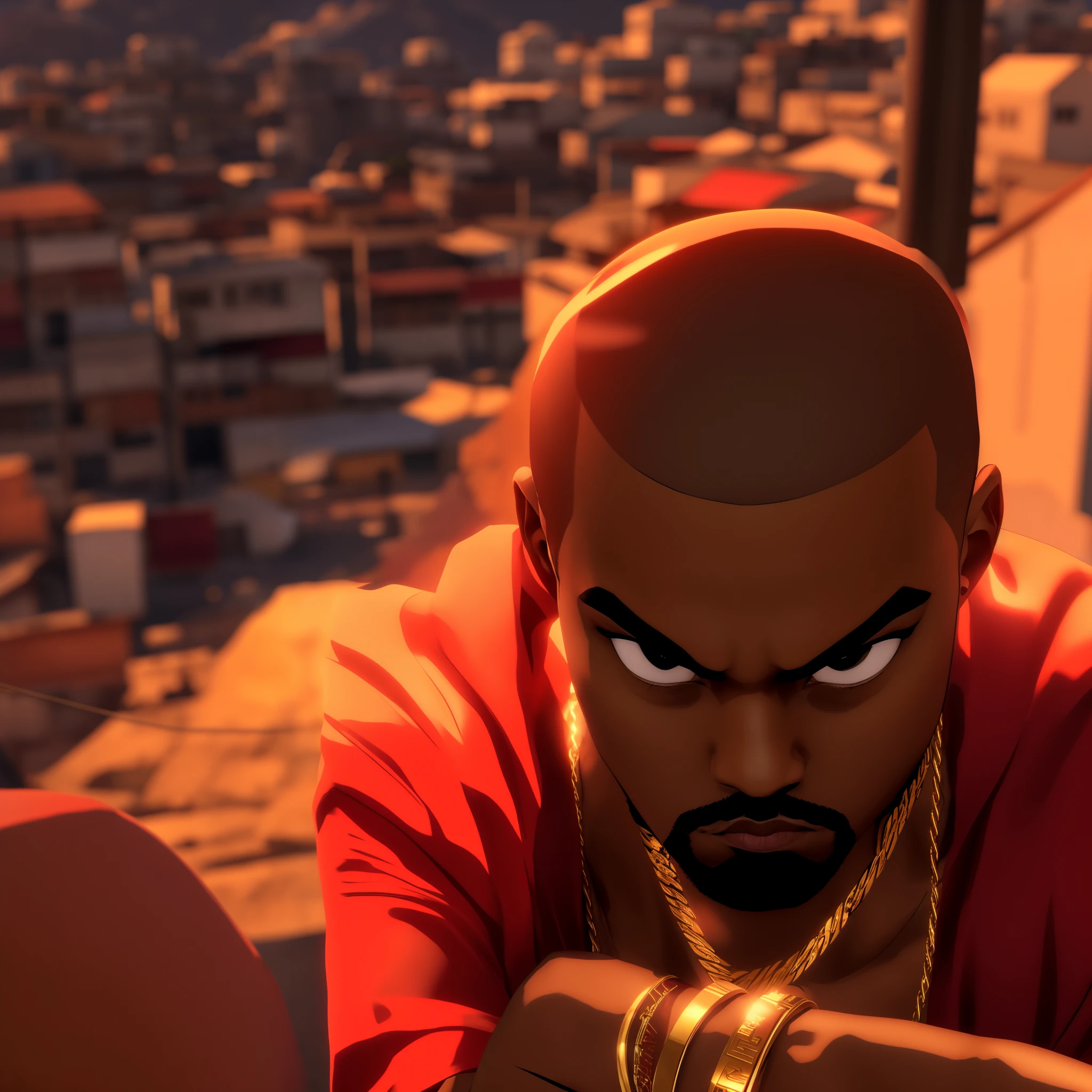Uma favela de fundo favela brasileira,estilo GTA 6
