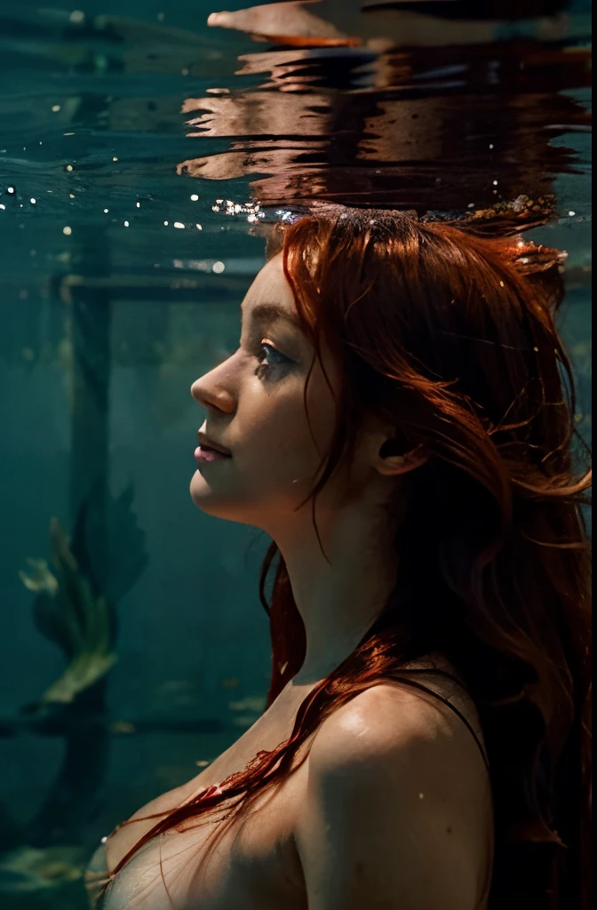 Profile image of a submerged mermaid with red beautiful long hair