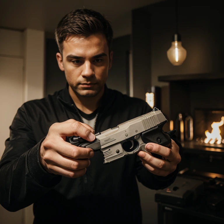 Man holding CO2 pistol in his hands