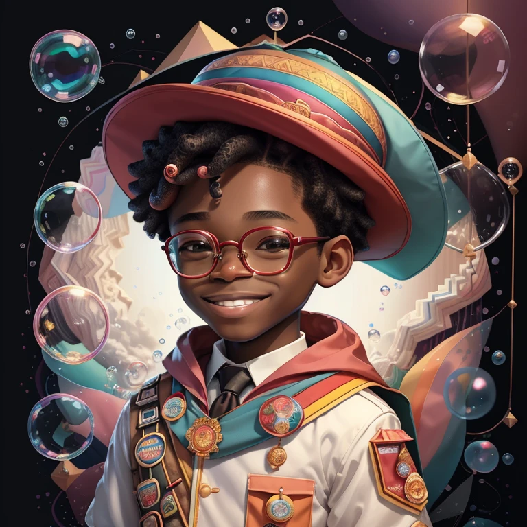 ((|) (cute black boy scout smiling, beautiful florest, bubbles) stylized identical to 1940 |)), acolchoamento ,multidimensional geometric wall PORTRAIT, arte, Chibi,
Yang016K, lindo,(( Predominant red coloration ,rosa e branco))
Primary works, qualidade superior, melhor qualidade, Arte Oficial, Lindo e Estetaduardo Kobra acolchoamento ,multidimensional geometric wall PORTRAIT, arte, Chibo,detalhes