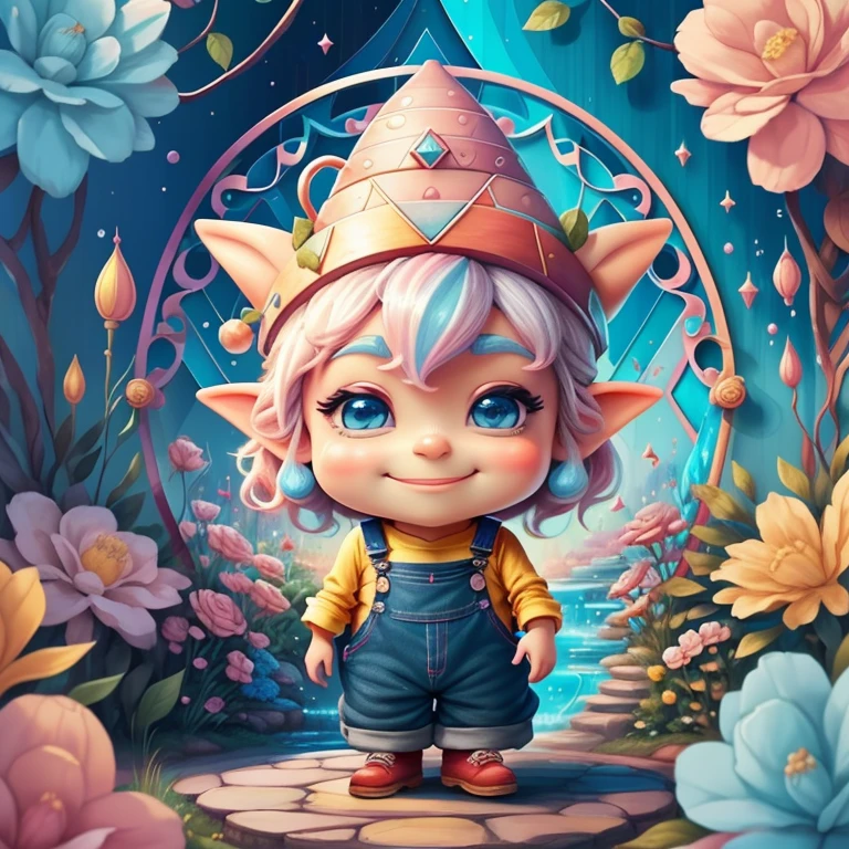 ((cute gnome smiling wearing overalls in a beautiful garden)) - Criador: Walt Disney2023) ), ,, ( Walt Disney acolchoamento ,multidimensional geometric wall PORTRAIT, arte, Chibi,
Yang08k, lindo, Colouring,Rose
Primary works, qualidade superior, melhor qualidade, Arte Oficial, Beautiful and Aesthetic,)) ), ,,  Walt Disney acolchoamento ,multidimensional geometric wall PORTRAIT, arte, Chibi,
Yang08k, lindo, (Colouring, rosa), amarelo ,azul ,vermelho e branco)
Primary works, qualidade superior, melhor qualidade, Arte Oficial, Beautiful and Aesthetic,
