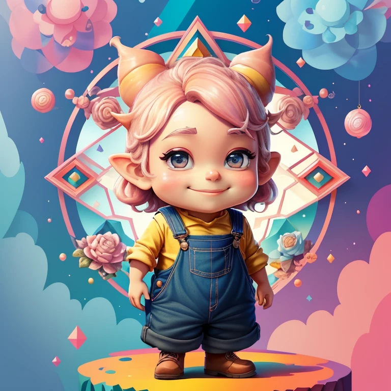 ((cute gnome smiling wearing overalls in a beautiful garden)) - Criador: Walt Disney2023) ), ,, ( Walt Disney acolchoamento ,multidimensional geometric wall PORTRAIT, arte, Chibi,
Yang08k, lindo, Colouring,Rose
Primary works, qualidade superior, melhor qualidade, Arte Oficial, Beautiful and Aesthetic,)) ), ,,  Walt Disney acolchoamento ,multidimensional geometric wall PORTRAIT, arte, Chibi,
Yang08k, lindo, (Colouring, rosa), amarelo ,azul ,vermelho e branco)
Primary works, qualidade superior, melhor qualidade, Arte Oficial, Beautiful and Aesthetic,