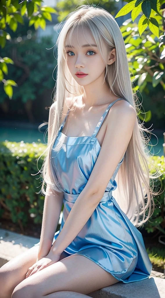 Marie Rose、blondehair、Wave Hair、Ultramammy、Beautiful super long straight silky hair shining dazzling golden color、bright expression、Blonde girl posing with white top、Long golden bangs between the eyes Shiny skin air、Shiny cheeks、Real life girls、 girl、Beautiful girl in shining golden platinum blonde、Beautiful big bright blue eyes