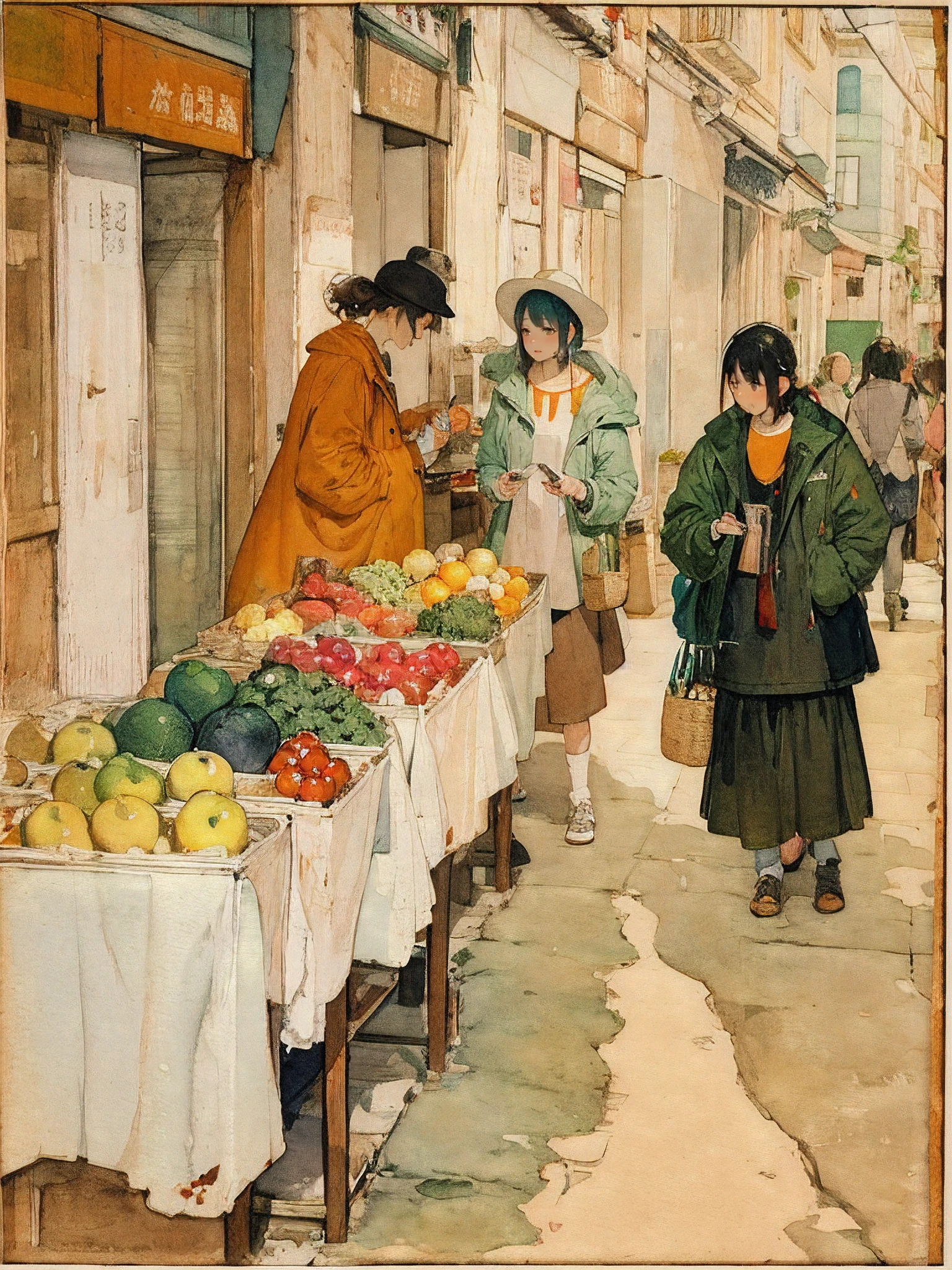(james mcneil whistler) Enjoy shopping(Ink on Japanese paper, Bleeding easily)(Contemporary art like a picture book) (Transparent watercolor) (The light itself is realistically expressed.) (Soft layer, Rich colors) (Shade of paint thinly dissolved in water) (Deep, Delicate colors)shelves, fresh