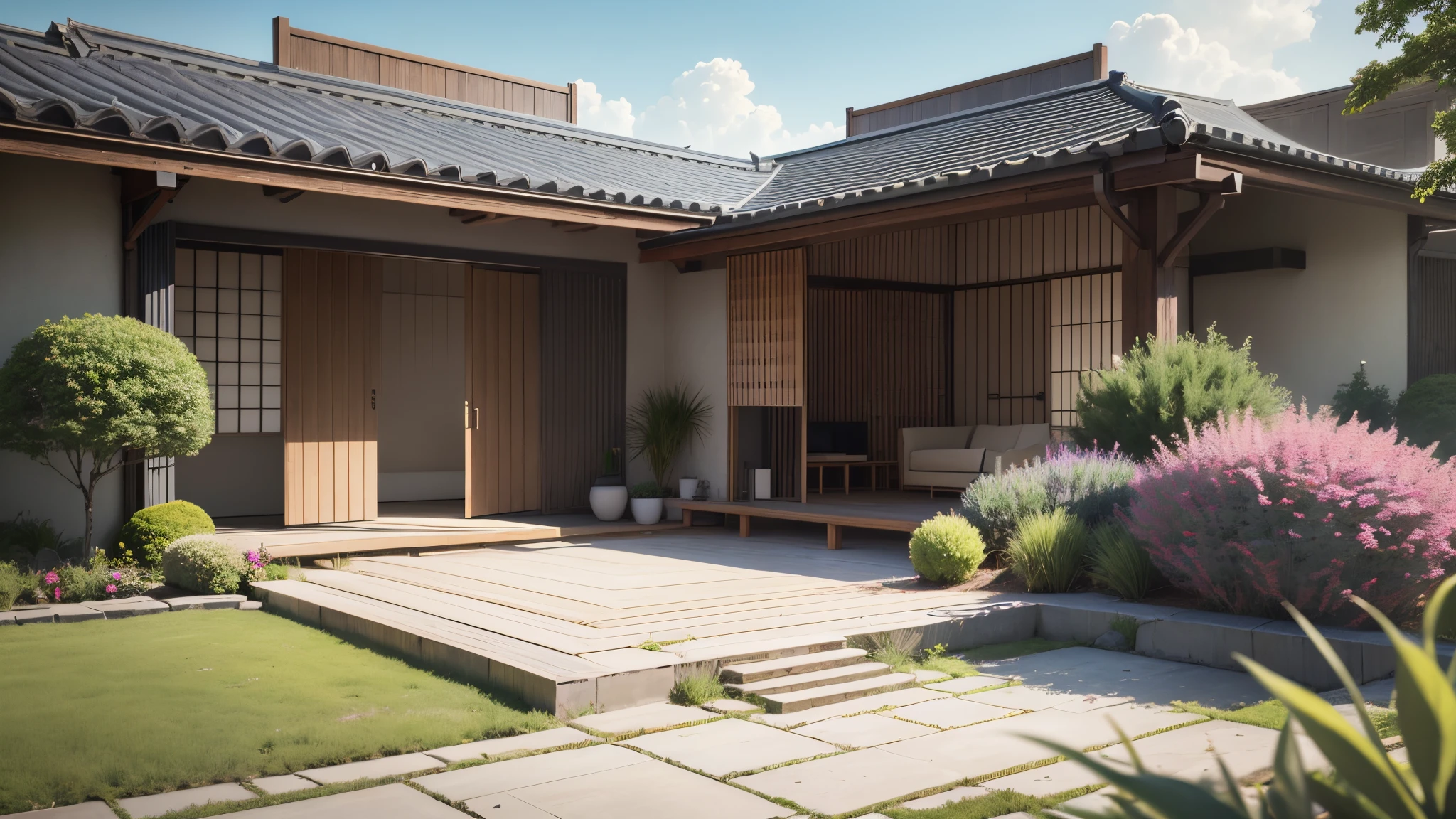 japanese open courtyard house design --auto --s2