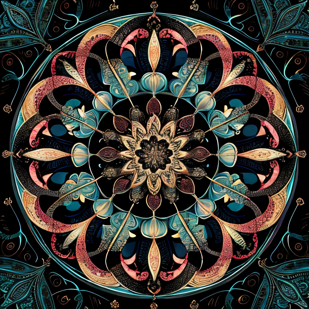 Official Art、unity 8k wall paper、ultra-detailliert、Beautifully Aesthetic、masterpiece、top-quality、(Zentangle、a Mandala、Tangles、Tangles)、(Fractal Art:1.3)、ighly detailed、Dynamic angles、The most beautiful forms chaos、elegent、Brutalist design、Vibrant colors、romantism、