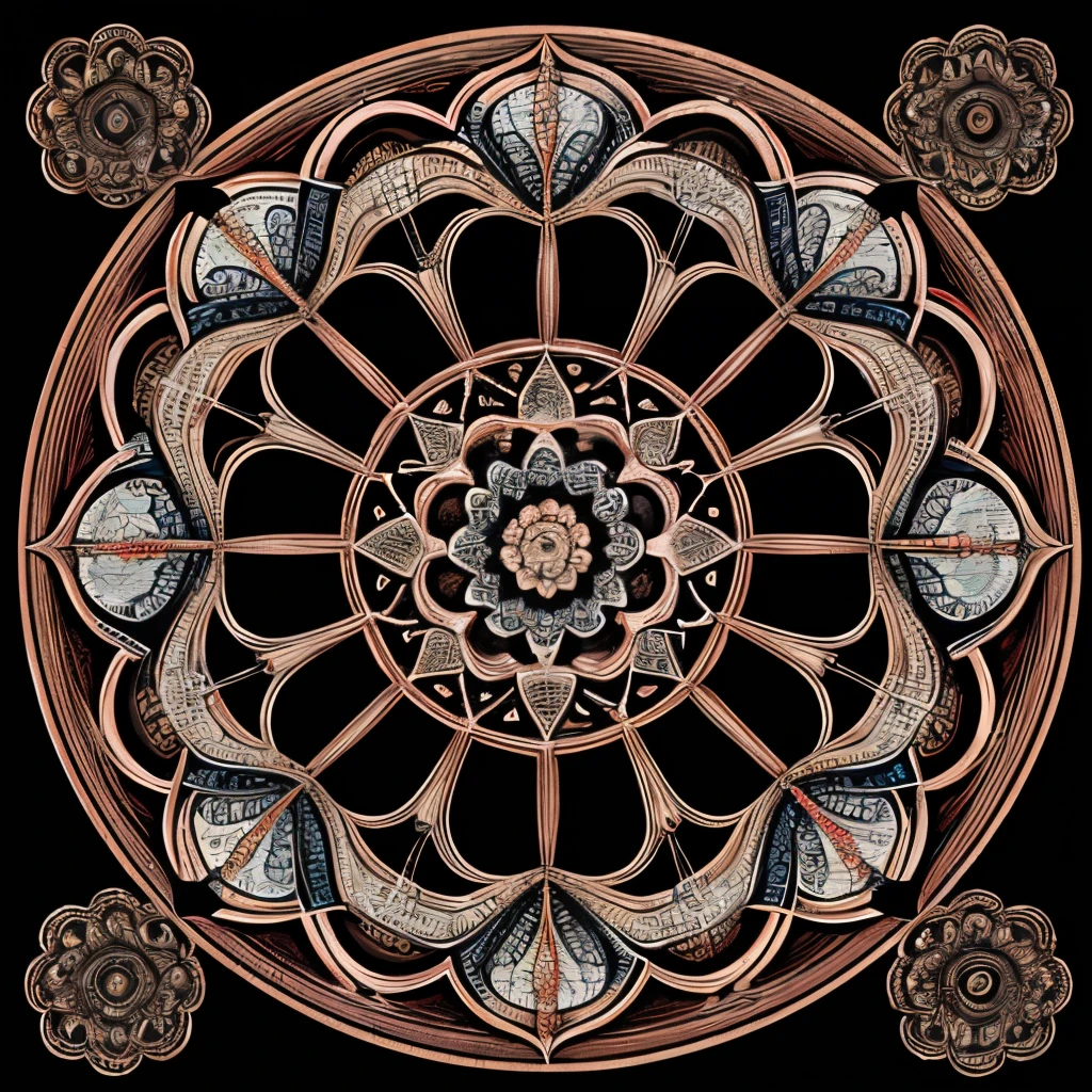 Official Art、unity 8k wall paper、ultra-detailliert、Beautifully Aesthetic、masterpiece、top-quality、(Zentangle、a Mandala、Tangles、Tangles)、(Fractal Art:1.3)、ighly detailed、Dynamic angles、The most beautiful forms chaos、elegent、Brutalist design、Vibrant colors、romantism、